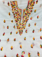 Premium Multicolor Handwork Mul Chanderi Unstitched Suit Set