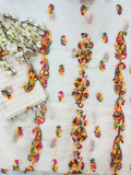 Premium Multicolor Handwork Mul Chanderi Unstitched Suit Set