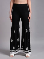 Premium Black Handcrafted Chikankari Kurta Sharara Set for Women | Elegant Lucknowi Ethnic Wear