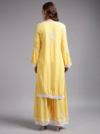 Premium Black Handcrafted Chikankari Kurta Sharara Set for Women | Elegant Lucknowi Ethnic Wear