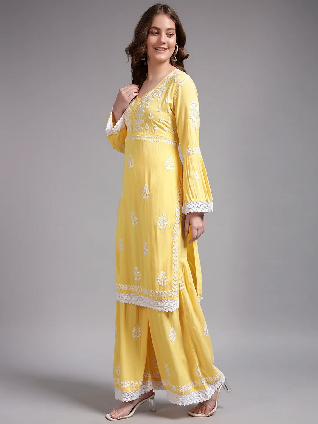 Premium Black Handcrafted Chikankari Kurta Sharara Set for Women | Elegant Lucknowi Ethnic Wear