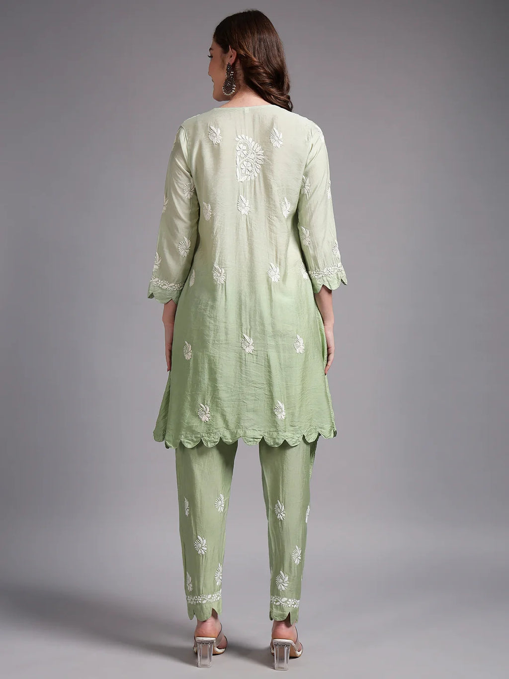 Luxury Pink Muslin Hand Embroidered Co-Ord Set for Women | Premium Muslin Kurti Pant Set