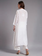 Royal Ivory Muslin Handwork Kurti Set for Women | Premium Lucknowi Elegance