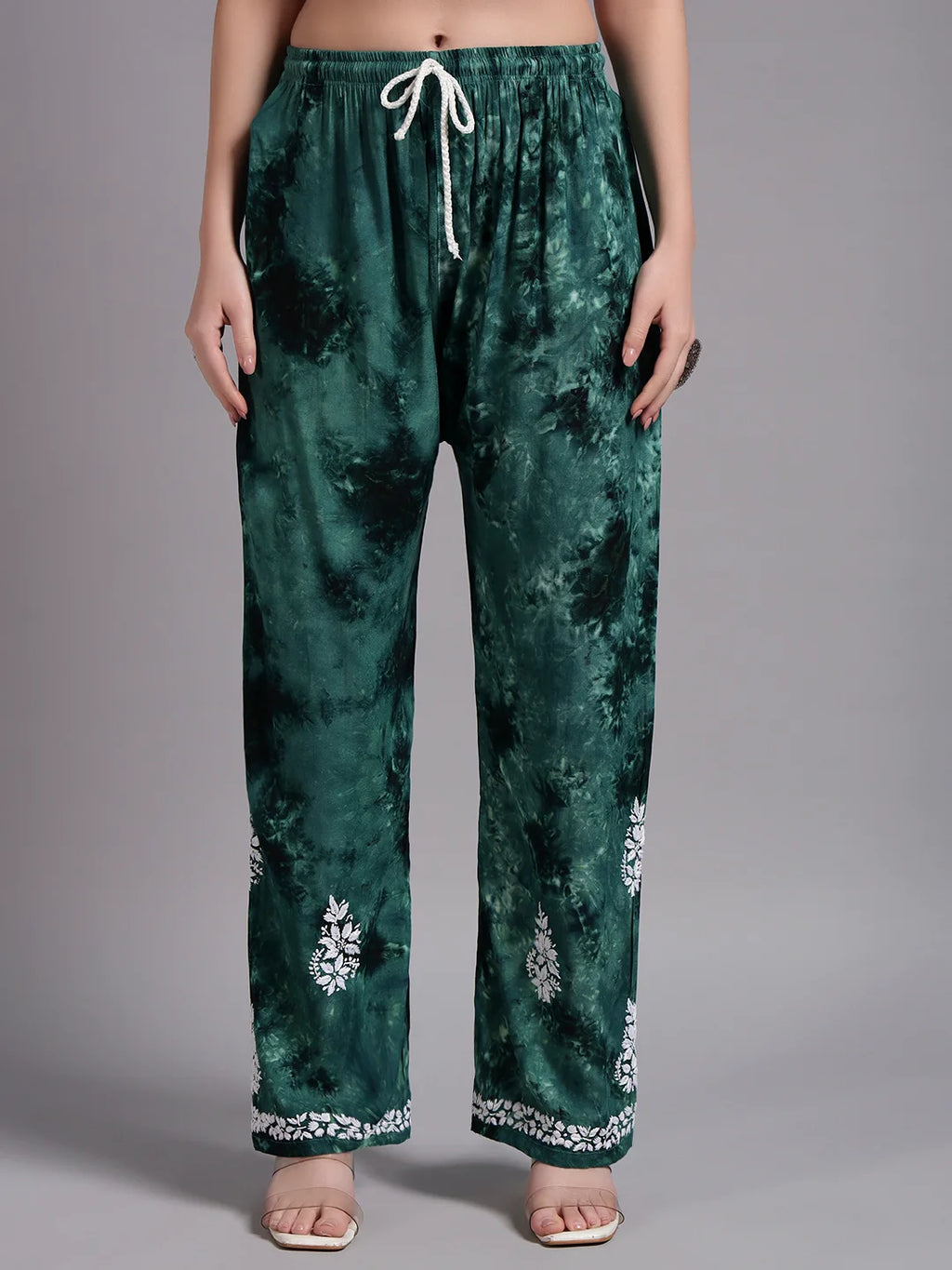 Luxury Navy Blue Modal Hand Embroidered Co-Ord Set for Women | Premium Tie-Dye Modal Shirt & Pant Set