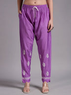 Luxury Pink Muslin Hand Embroidered Co-Ord Set for Women | Premium Muslin Kurti Pant Set