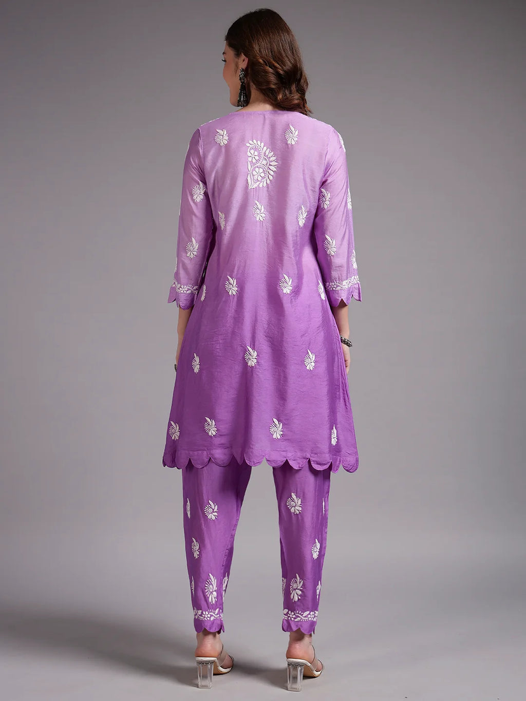 Luxury Pink Muslin Hand Embroidered Co-Ord Set for Women | Premium Muslin Kurti Pant Set