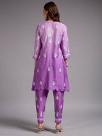Luxury Pink Muslin Hand Embroidered Co-Ord Set for Women | Premium Muslin Kurti Pant Set