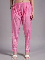Luxury Pink Muslin Hand Embroidered Co-Ord Set for Women | Premium Muslin Kurti Pant Set
