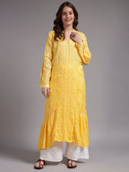 Premium Heavy Chikankari Umbrella Cut Kurti for Women | Authentic Lucknowi Handwork