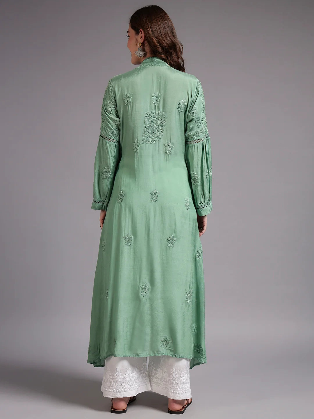 Premium Heavy Chikankari Umbrella Cut Kurti for Women | Authentic Lucknowi Handwork