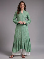 Premium Heavy Chikankari Umbrella Cut Kurti for Women | Authentic Lucknowi Handwork
