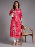 Premium Modal Handwork Front Open Kurti for Women | Designer Embroidered Long Kurti