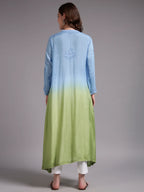 Premium Ombre Modal Angrakha Style Kurta for Women | Pure Handwork Embroidered Lucknowi Chikankari Ethnic Wear