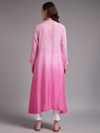 Premium Pink Modal Angrakha Style Chikankari Kurta for Women | Handcrafted Lucknowi Embroidered Ethnic Wear