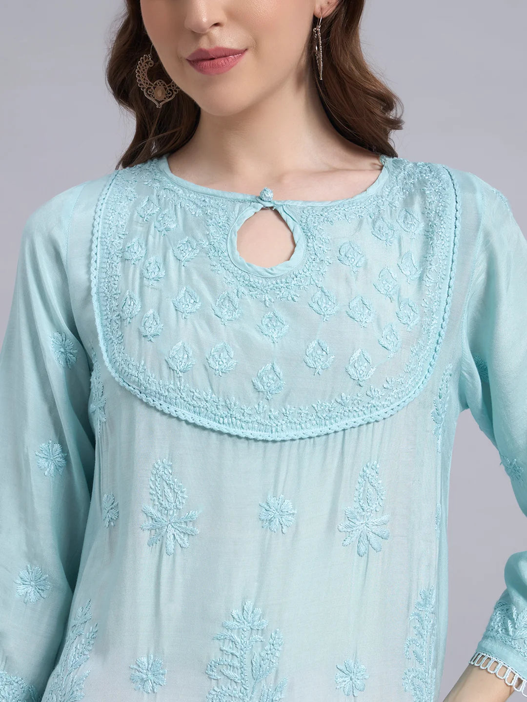 Pastel Ombre Muslin Handwork Kurta Palazzo Set with Dupatta for Women | Luxury Designer Ethnic Wear