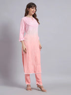 Pastel Ombre Muslin Handwork Kurta Palazzo Set with Dupatta for Women | Luxury Designer Ethnic Wear