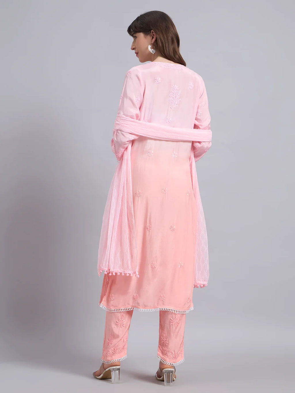 Pastel Ombre Muslin Handwork Kurta Palazzo Set with Dupatta for Women | Luxury Designer Ethnic Wear