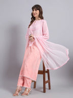 Pastel Ombre Muslin Handwork Kurta Palazzo Set with Dupatta for Women | Luxury Designer Ethnic Wear