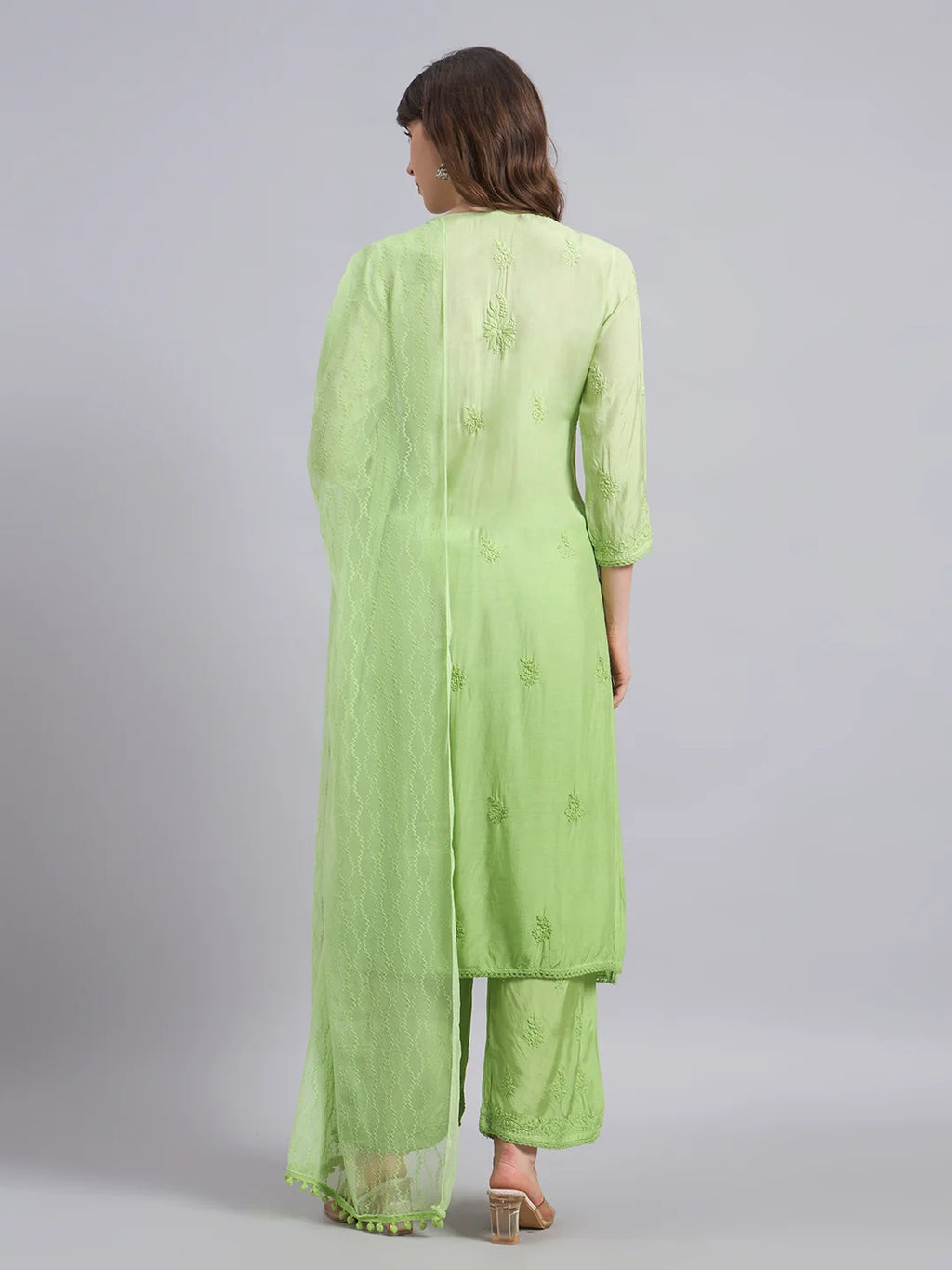Luxury Muslin Chikankari Anarkha Suit with Dupatta for Women | Premium Lucknowi Handcrafted Elegance