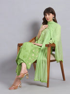 Luxury Muslin Chikankari Anarkha Suit with Dupatta for Women | Premium Lucknowi Handcrafted Elegance