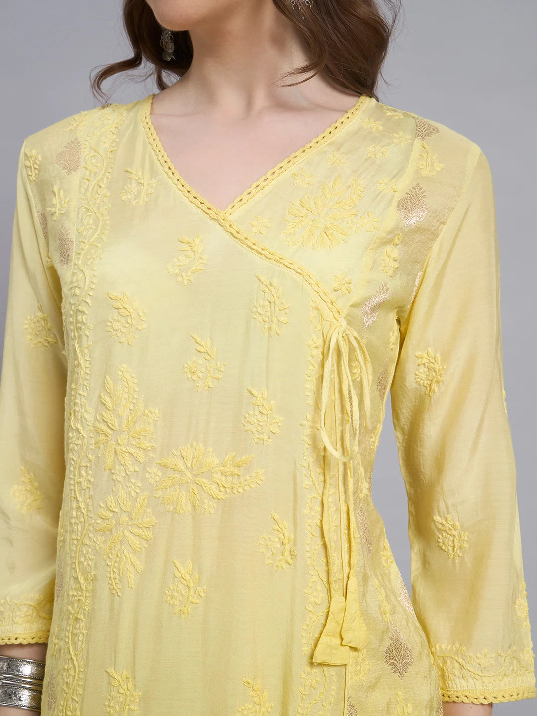 Luxury Muslin Chikankari Anarkha Suit with Dupatta for Women | Premium Lucknowi Handcrafted Elegance