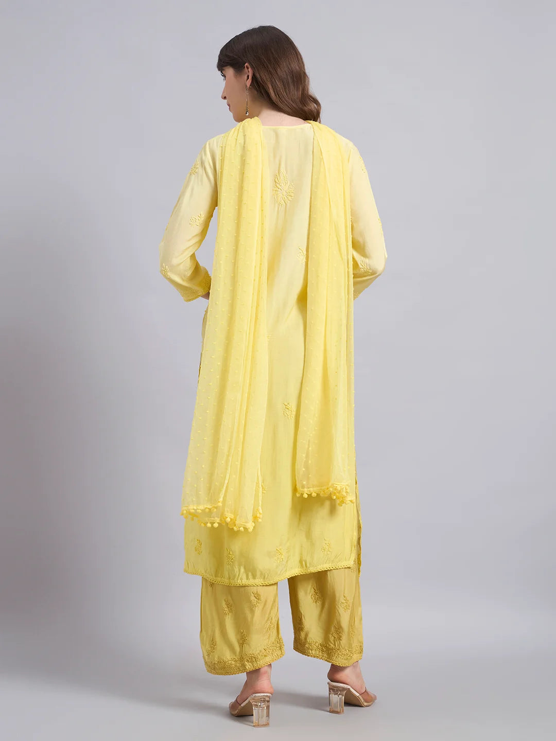 Luxury Muslin Chikankari Anarkha Suit with Dupatta for Women | Premium Lucknowi Handcrafted Elegance