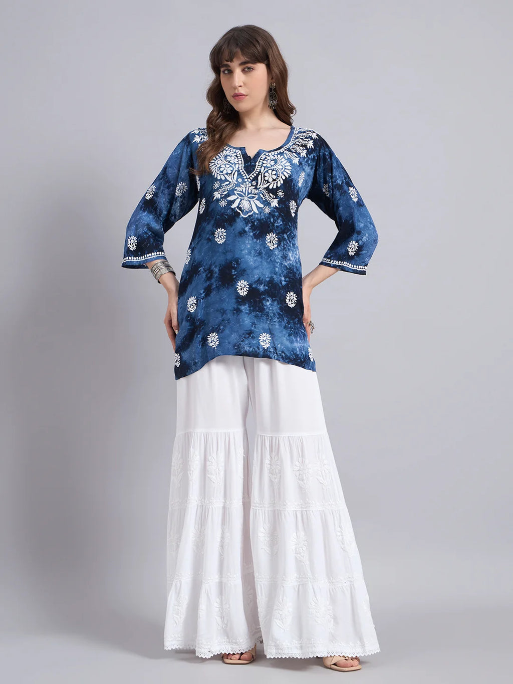 Premium Modal Handwork Printed Short Top with Sharara Set for Women | Designer Ethnic Co-Ord Set