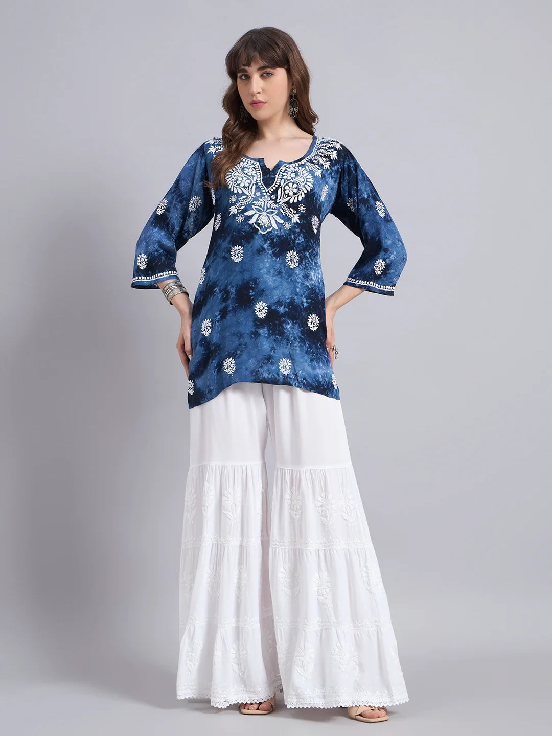 Premium Modal Handwork Printed Short Top with Sharara Set for Women | Designer Ethnic Co-Ord Set