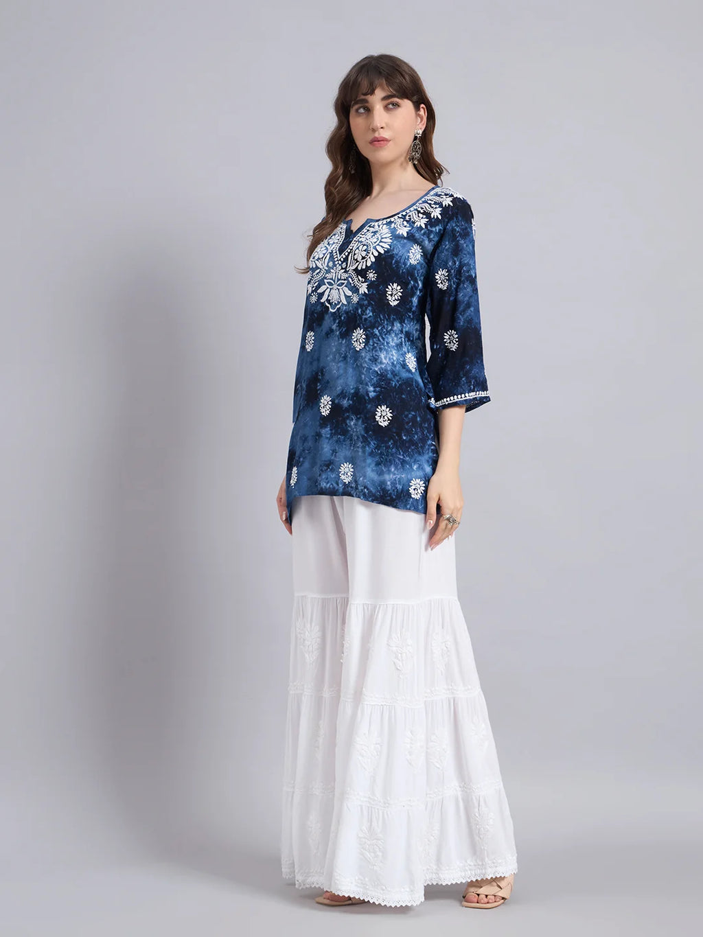 Premium Modal Handwork Printed Short Top with Sharara Set for Women | Designer Ethnic Co-Ord Set