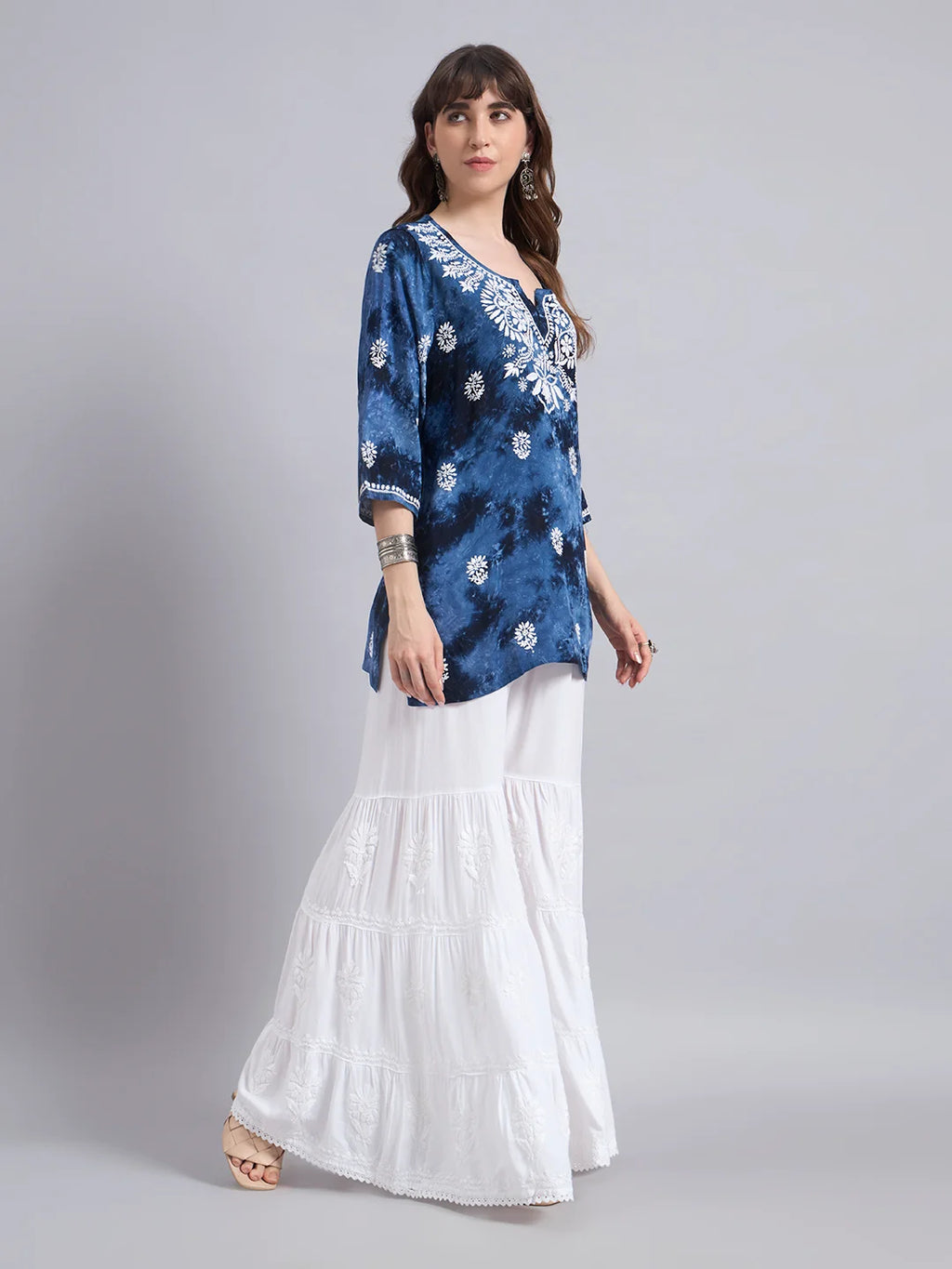Premium Modal Handwork Printed Short Top with Sharara Set for Women | Designer Ethnic Co-Ord Set