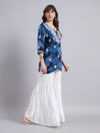 Premium Modal Handwork Printed Short Top with Sharara Set for Women | Designer Ethnic Co-Ord Set