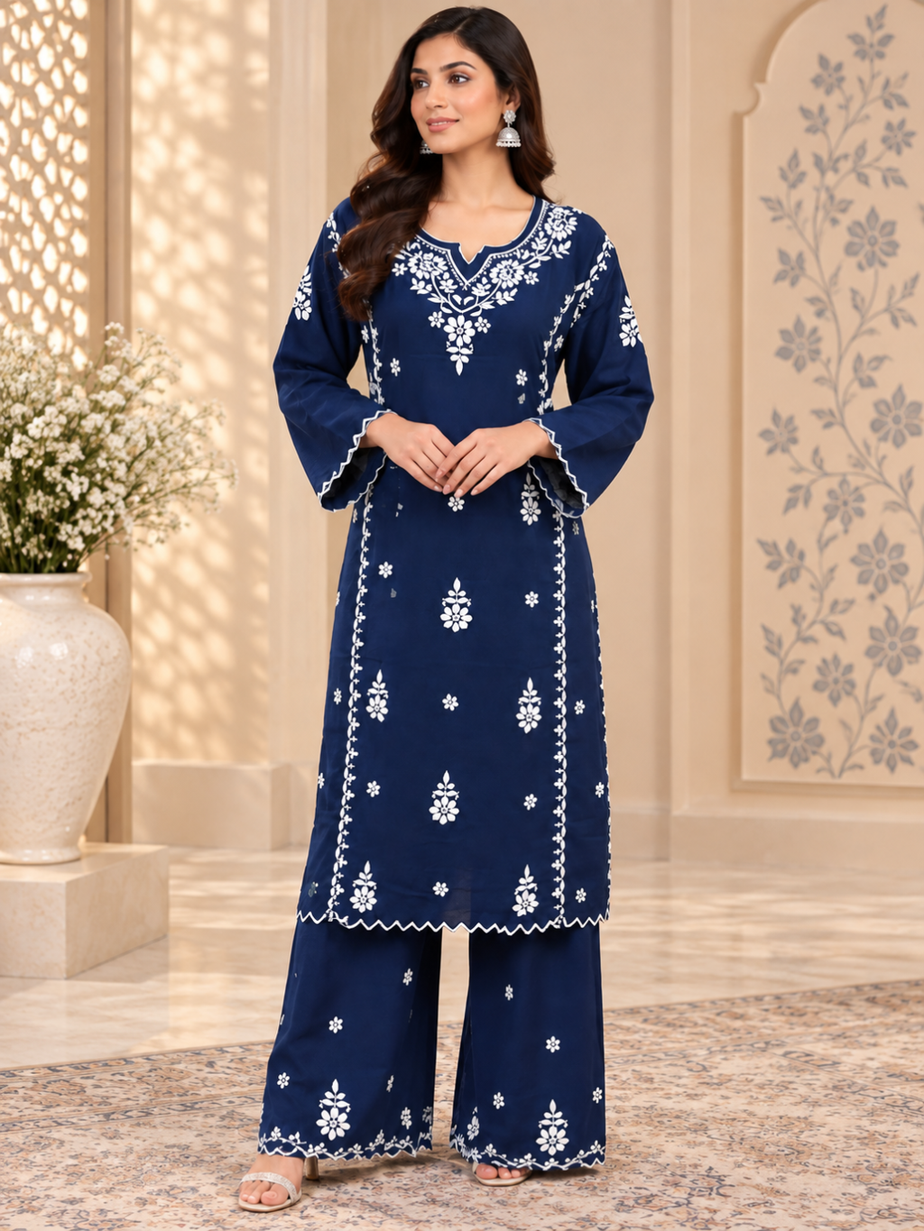 Premium Modal Handwork Embroidered Kurta Palazzo Set for Women | Luxury Ethnic Wear