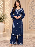 Premium Modal Handwork Embroidered Kurta Palazzo Set for Women | Luxury Ethnic Wear