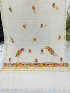 Premium Multicolor Handwork Mul Chanderi Unstitched Suit Set