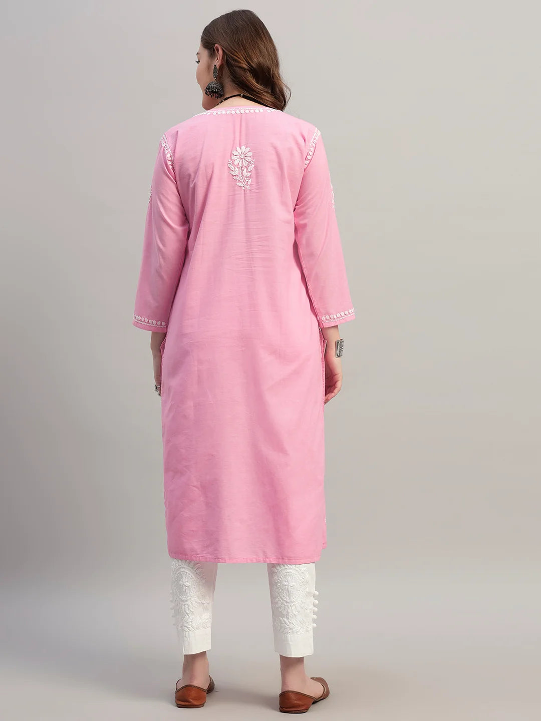 Premium Lucknowi Chikankari A-Line Kurti for Women | Hand Embroidered Ethnic Wear