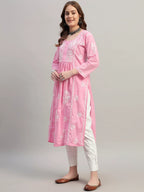Premium Lucknowi Chikankari A-Line Kurti for Women | Hand Embroidered Ethnic Wear