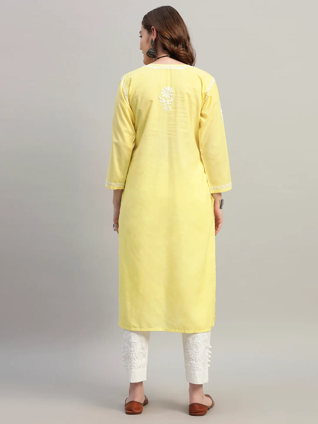 Premium Lucknowi Chikankari A-Line Kurti for Women | Hand Embroidered Ethnic Wear