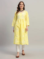 Premium Lucknowi Chikankari A-Line Kurti for Women | Hand Embroidered Ethnic Wear