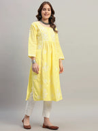 Premium Lucknowi Chikankari A-Line Kurti for Women | Hand Embroidered Ethnic Wear