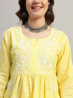Premium Lucknowi Chikankari A-Line Kurti for Women | Hand Embroidered Ethnic Wear