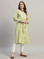 Premium Lucknowi Chikankari A-Line Kurti for Women | Hand Embroidered Ethnic Wear