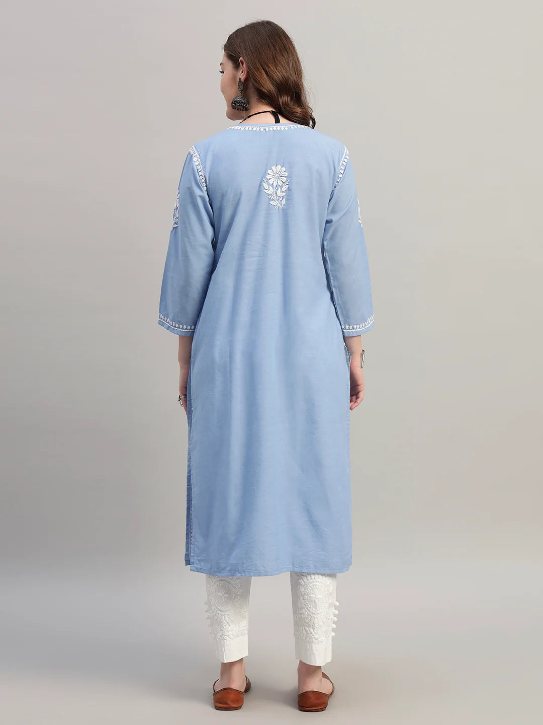 Premium Lucknowi Chikankari A-Line Kurti for Women | Hand Embroidered Ethnic Wear