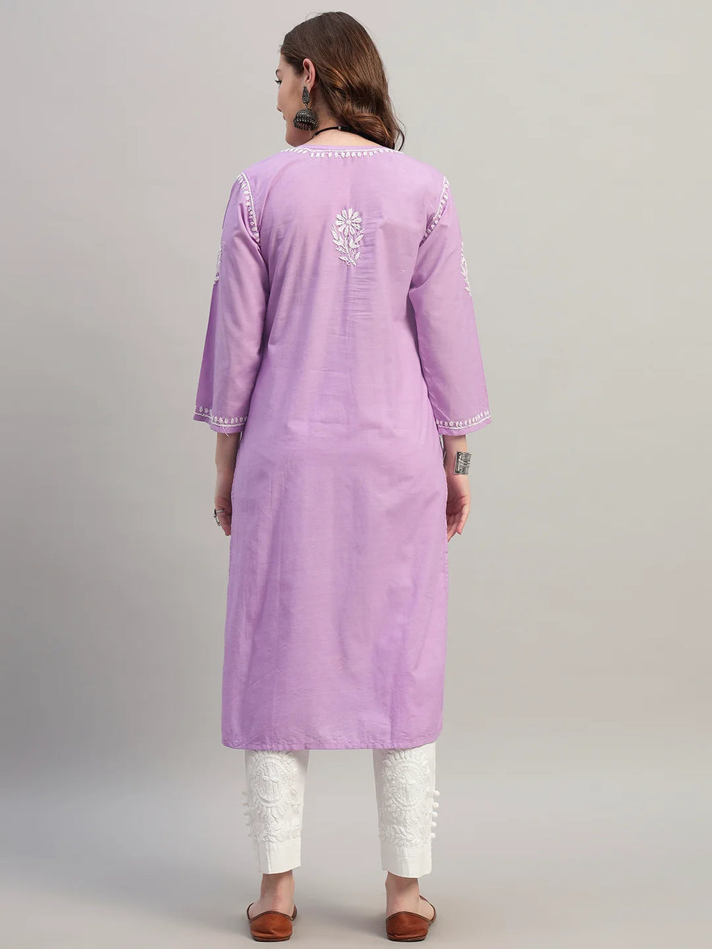 Premium Lucknowi Chikankari A-Line Kurti for Women | Hand Embroidered Ethnic Wear