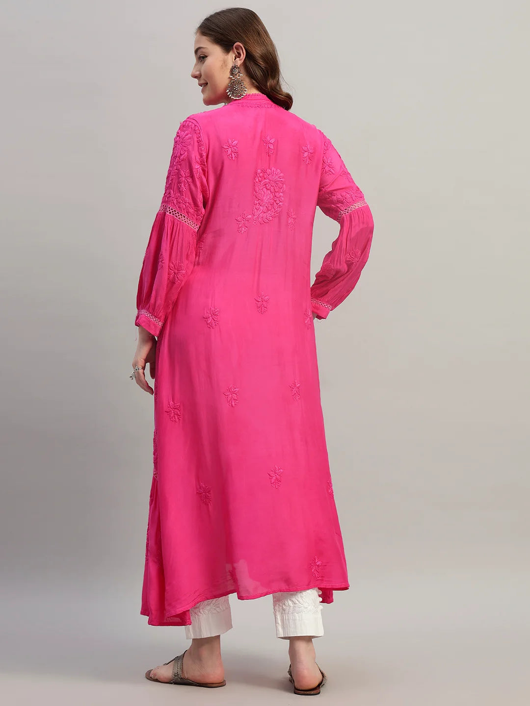 Premium Heavy Chikankari Umbrella Cut Kurti for Women | Authentic Lucknowi Handwork