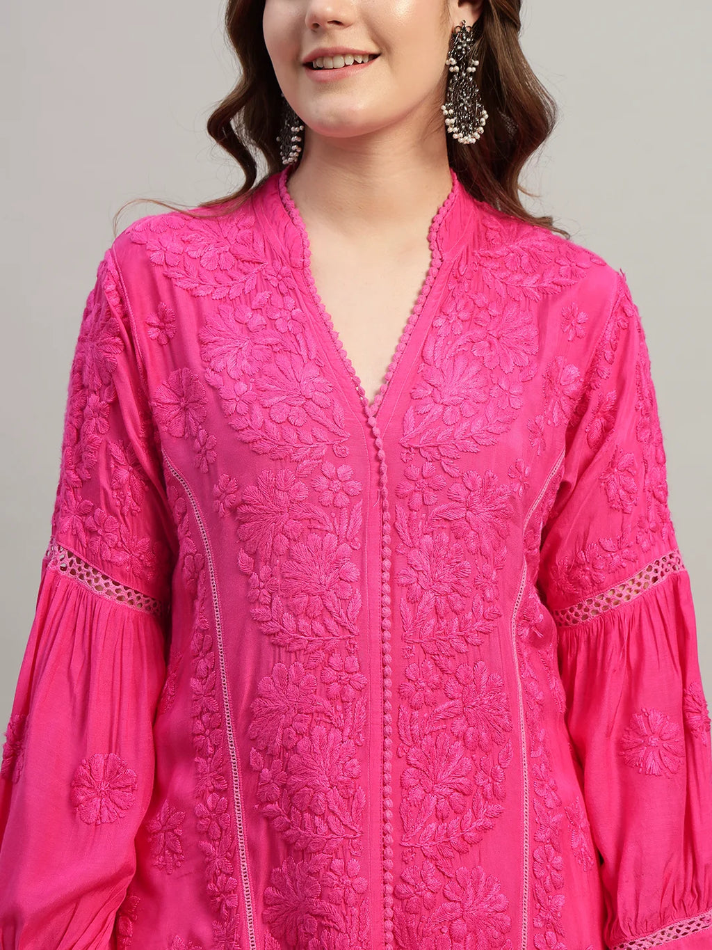 Premium Heavy Chikankari Umbrella Cut Kurti for Women | Authentic Lucknowi Handwork