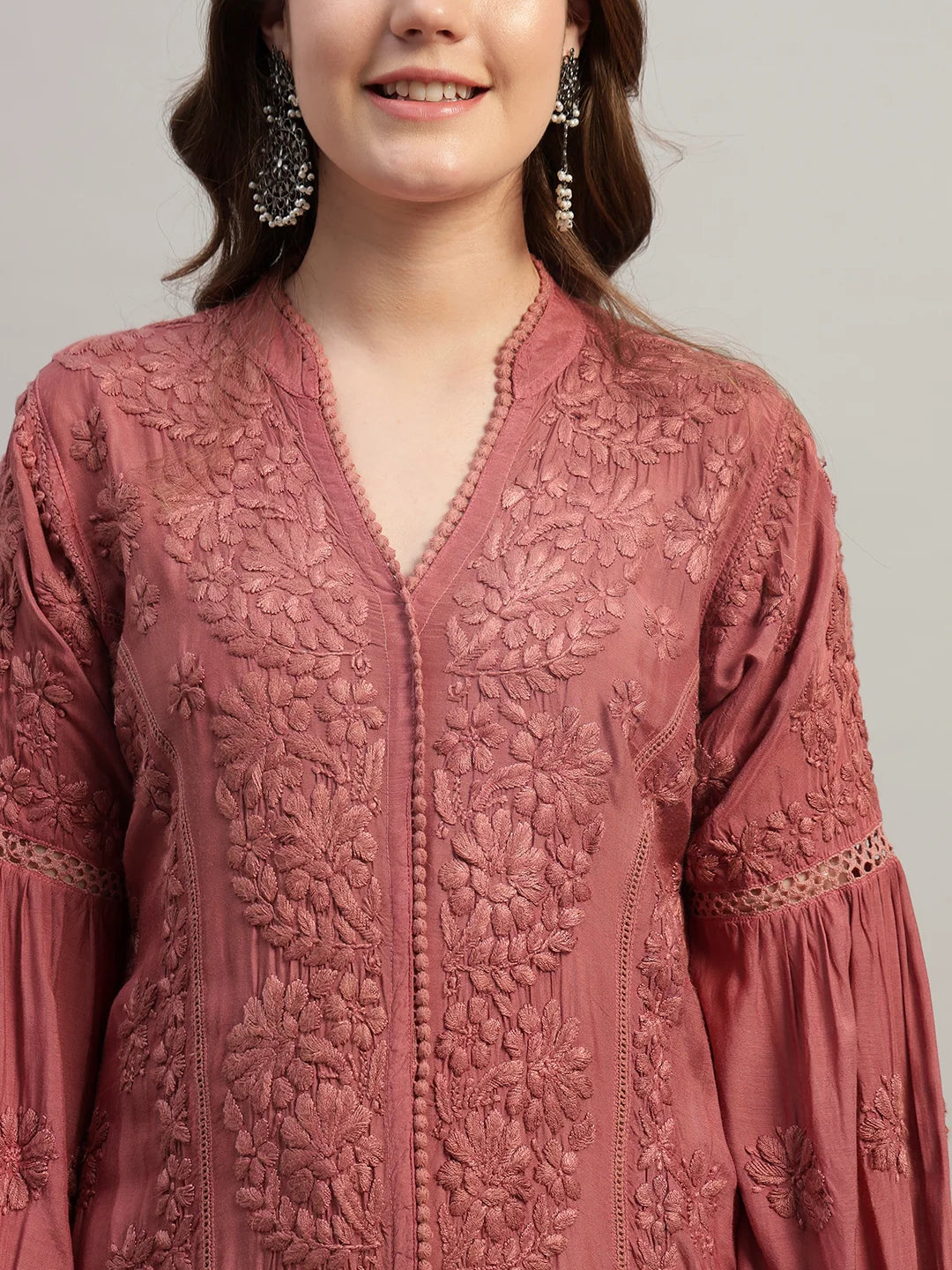 Premium Heavy Chikankari Umbrella Cut Kurti for Women | Authentic Lucknowi Handwork