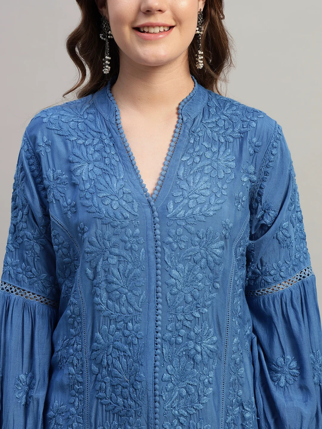 Premium Heavy Chikankari Umbrella Cut Kurti for Women | Authentic Lucknowi Handwork