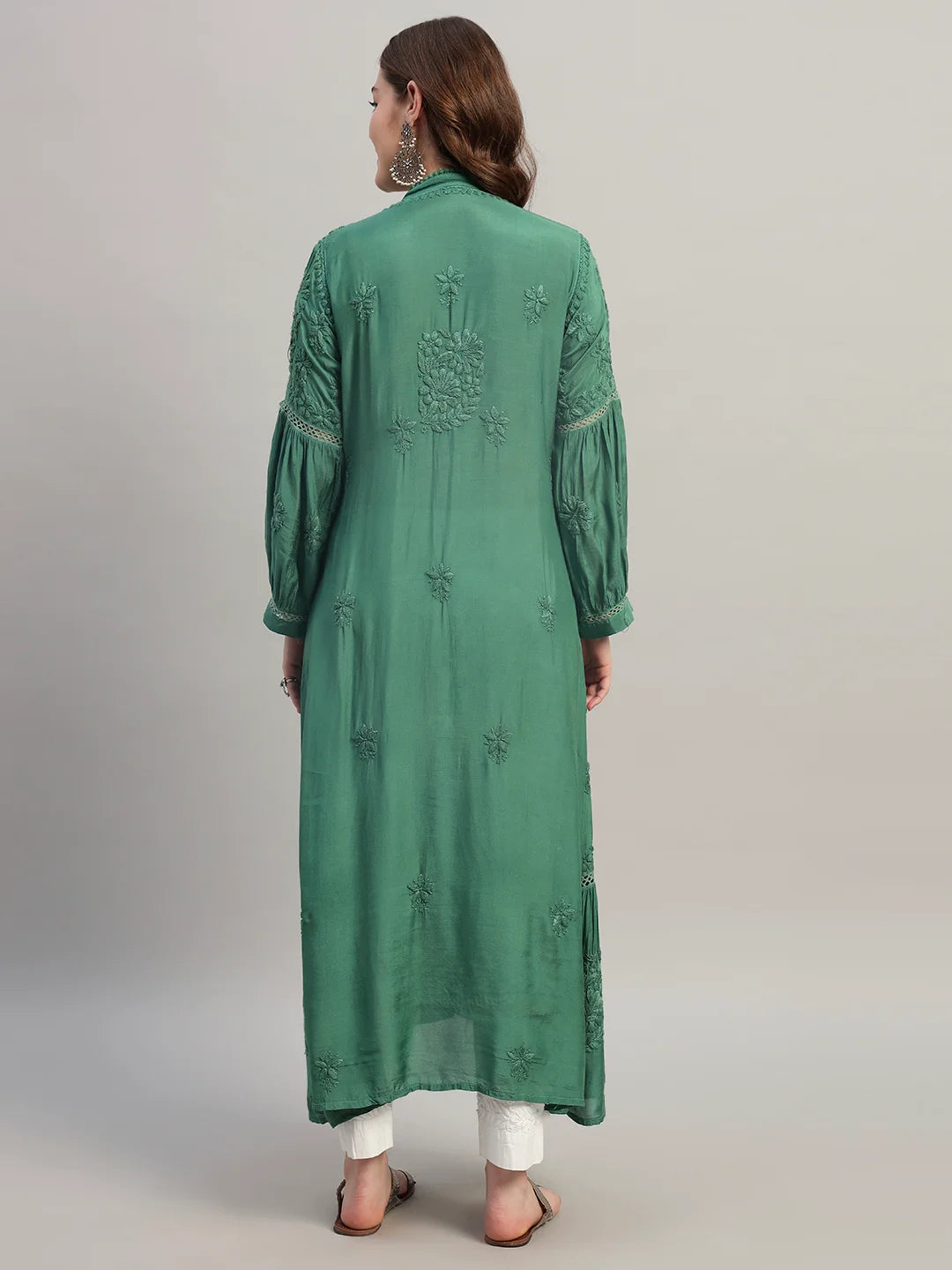 Premium Heavy Chikankari Umbrella Cut Kurti for Women | Authentic Lucknowi Handwork