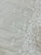 Premium Ivory Handwork Mul Chanderi Unstitched Suit Set