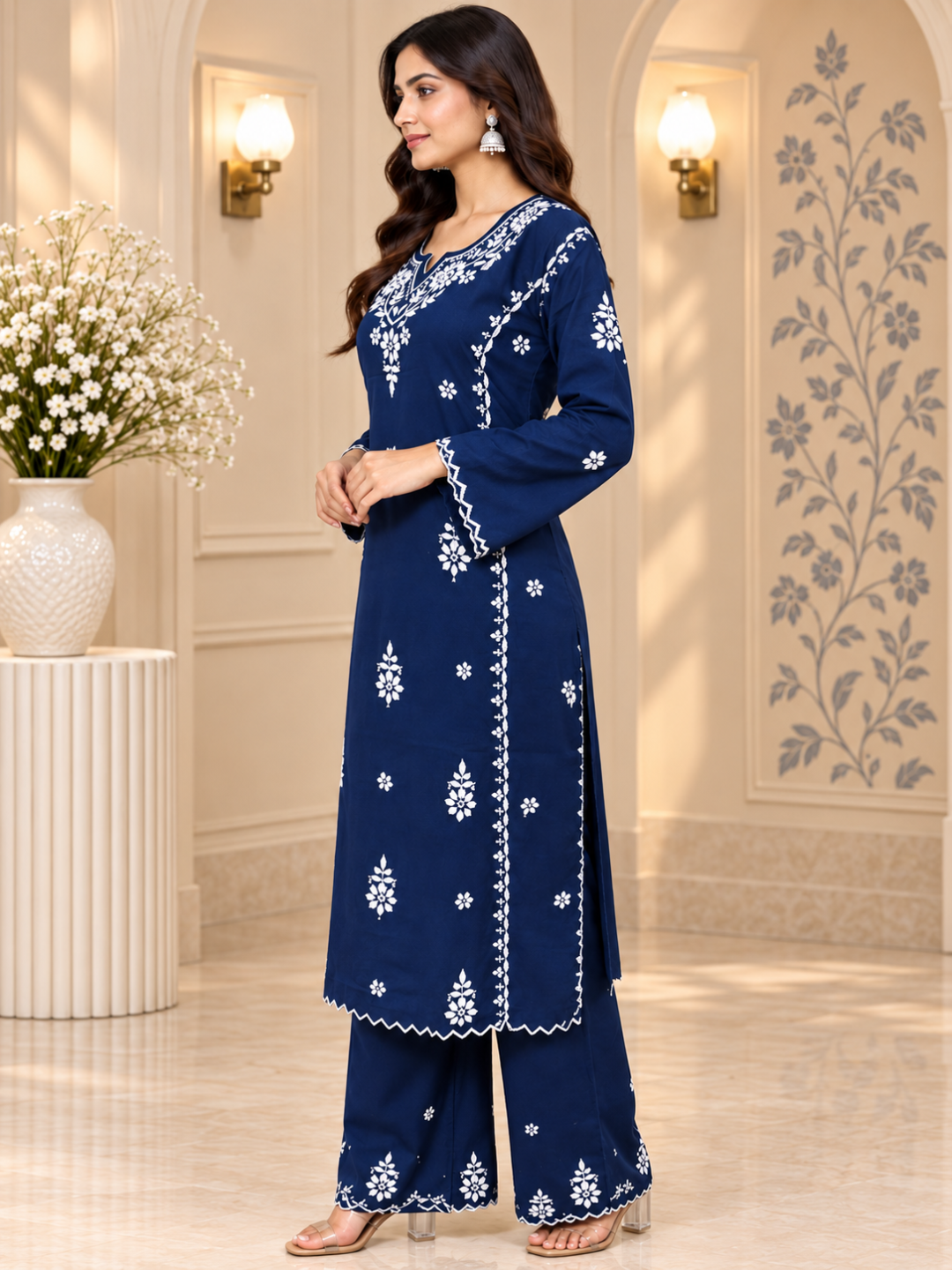 Premium Modal Handwork Embroidered Kurta Palazzo Set for Women | Luxury Ethnic Wear